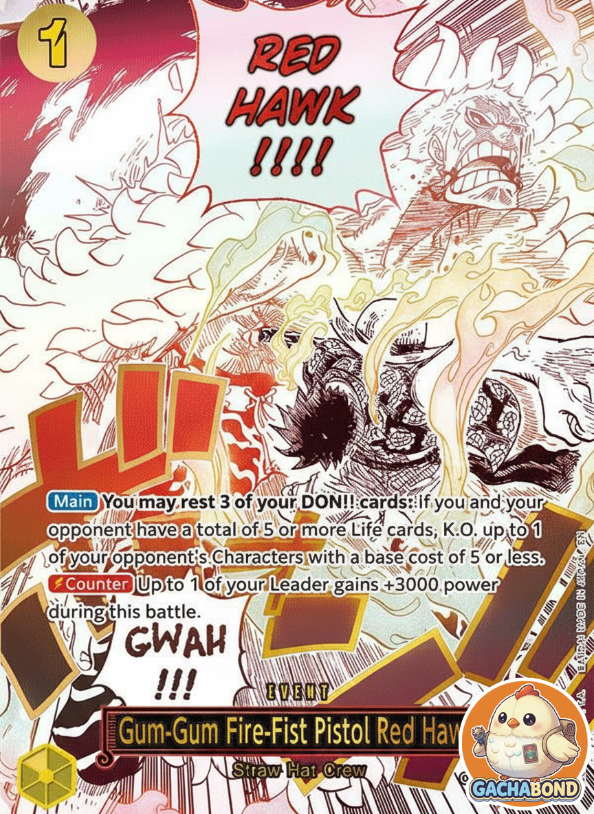 Gum-Gum Fire-Fist Pistol Red Hawk (Alternate Art) - A Fist of Divine Speed (OP11) - OP11-114