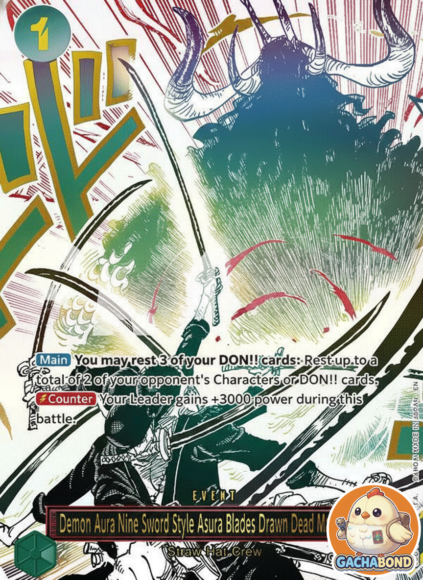 Demon Aura Nine Sword Style Asura Blades Drawn Dead Man's Game (Alternate Art) - Legacy of the Master (OP12) - OP12-037